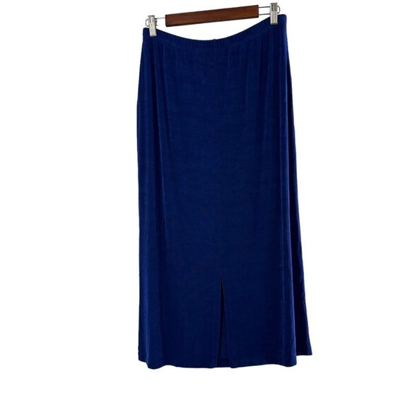 Drapers & Damons Blue Petite Large Midi Skirt Elastic Waistband Cobalt Maxi - Picture 2 of 5